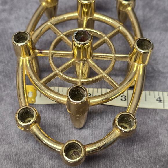 Mid Century Atomic Bullet Style Gold Metal Taper Candle / Pen Holder Faux Brass - Picture 10 of 12